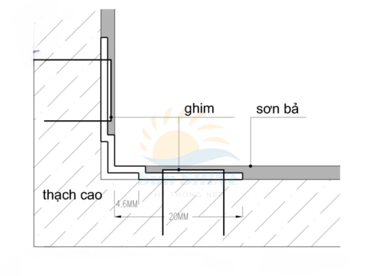 Nẹp Góc Âm Thạch Cao - Lựa Chọn Tối Ưu Hàng Đầu 2025 4 Mô phỏng thi công nẹp âm trần thạch cao