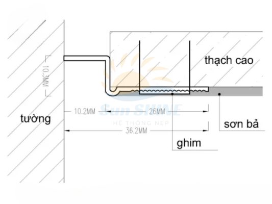 Công Dụng Nổi Bật Của Nẹp Khe Trần Thạch Cao Z10 4 Mô phỏng thi công nẹp khe trần thạch cao