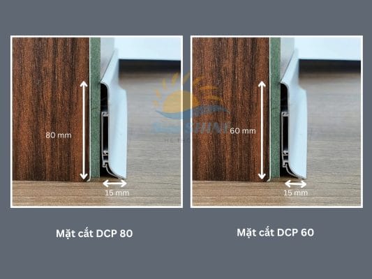 Những Điều Cần Biết Về Nẹp Chân Tường 5 Ảnh mặt cắt nẹp chân tường của DCP60 và DCP80