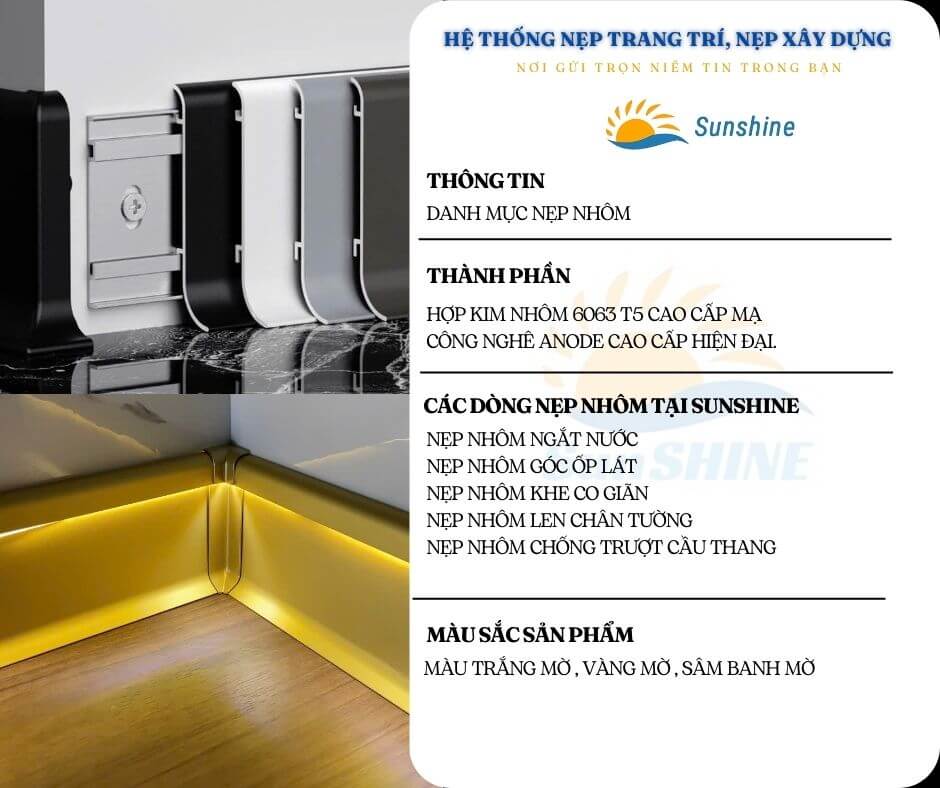 TRANG CHỦ 13 Danh mục nẹp nhôm sunshine