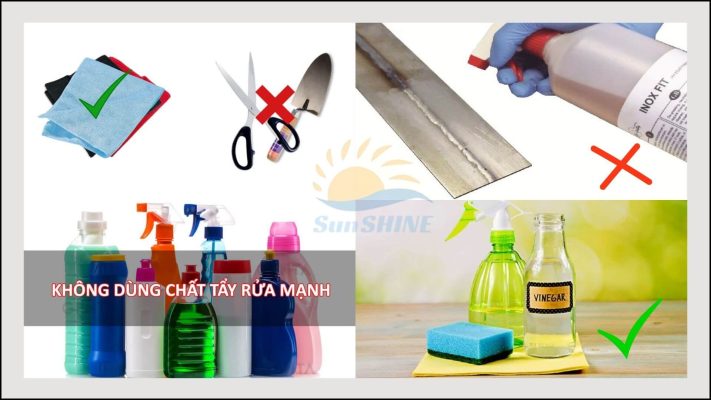 Vệ sinh nẹp bằng khăn mềm và chất tẩy rủa nhẹ